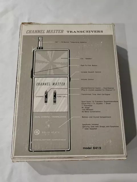 Vintage Channel Master CB Transceiver Radio Walkie Talkies 6419 Works Set Of 2