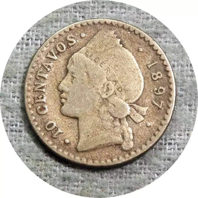 elf Dominican Republic 10 Centavos 1897 A Philadelphia Mint