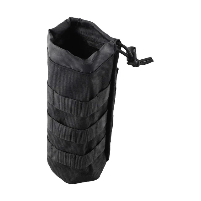 KGDUYC 1 Piece Molle Bottle Holder Bag, 1000D Nylon Sport Molle Bottle Bag With Drawstring Top Carrying Pouch, Mesh Base, Practical For Outdoor Camping Molle Drink Holder, Black