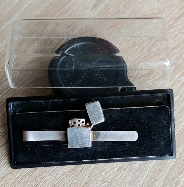 Krawattenklammer Miniatur-Feuerzeug 925er Silber, 5,5 cm 2x Punziert.