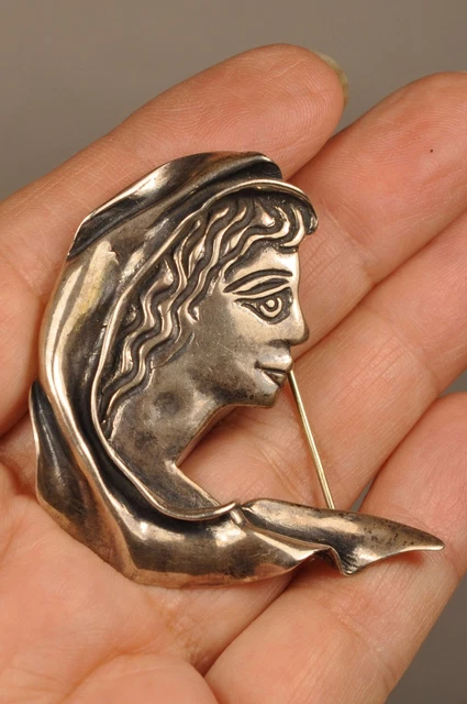 Broche Vintage Argent Massif Signe Jp? Vintage Solid Silver Signed Brooch