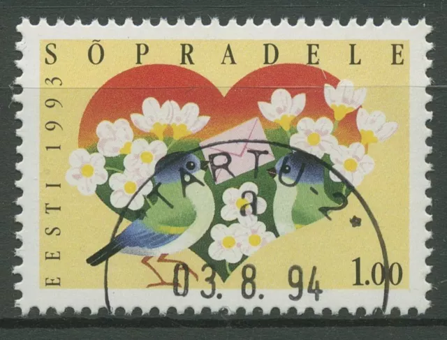 Estland 1993 Grußmarke Blumen Blaumeise 199 gestempelt