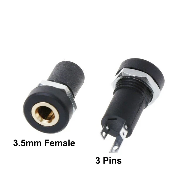 10-Pack Stereo Female 3.5mm Jack Socket Connectors - Solder Type Audio Adapter (A408)