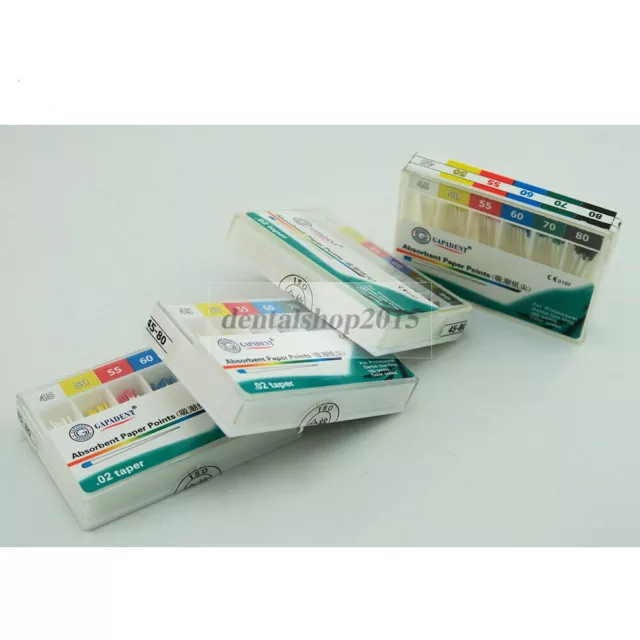 640pc Dental Paper Points Absorbent Sterile Mixed Sizes taper 02 Size 45-80# P.P