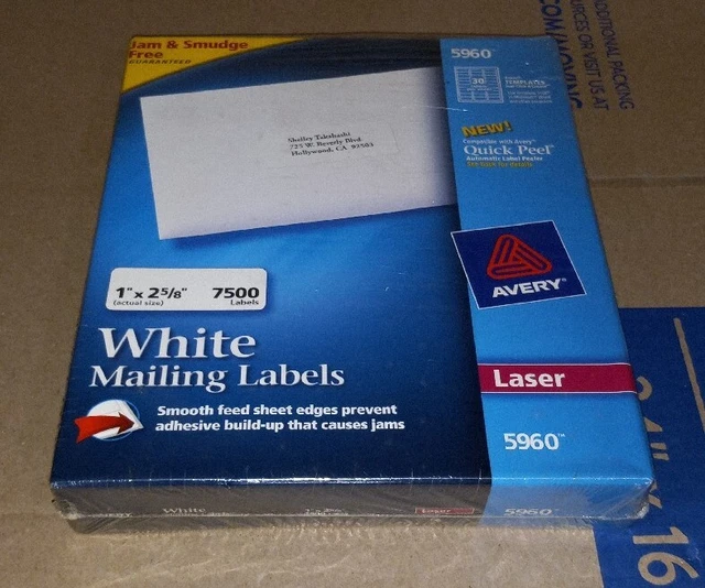 Avery Easy Peel Address Label White 5960 Brand New 7500 Labels