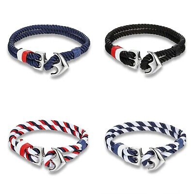 Blue Bracciale uomo acciaio con moschettone in corda nautica da paracord braccialetto 