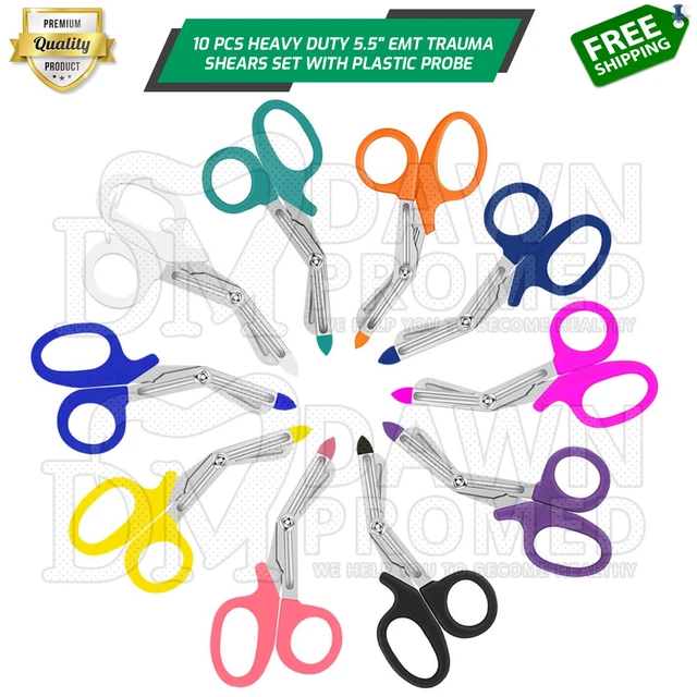 thumbnail image 2 of 3-Pack Blue Paramedic EMT Trauma Shears Scissors – 5.5 Inch Curved Serrated Blades, First Aid & Medical Use 2 of 9