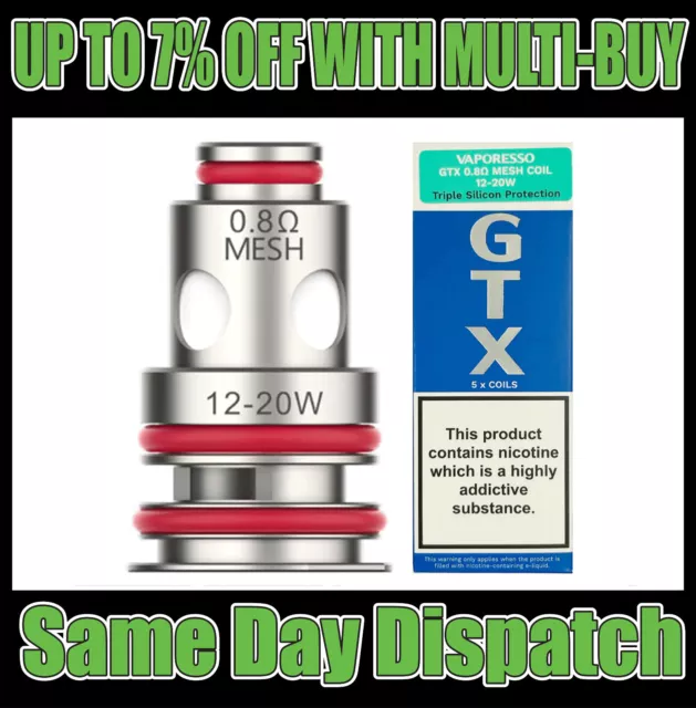 Vaporesso® GTX Coils Target PM30 PM80 Luxe Go 40 Swag E-Cig Mesh Atomizer (5 Pk)