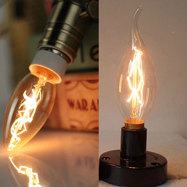 E14 SES 40W Dimmable Filament Candle Bulbs Warm Yellow Light Bulb for Chandelier