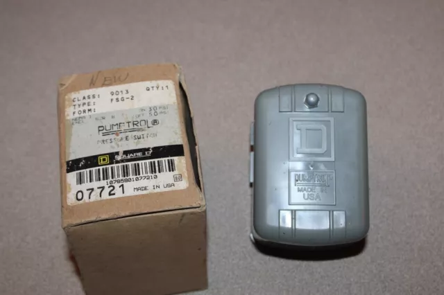 NOS Square D FSG-2 Pumptrol Pressure Switch 9013 FSG2