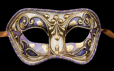 Mask from Venice Colombine Purple Golden IN Paper Mache Venetian 1837 V83B