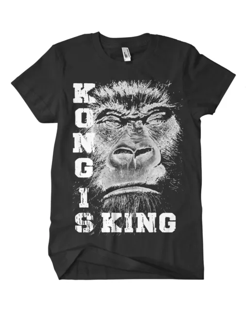 Kong is King T-Shirt Kult Fun Godzilla Monster Gorilla Angry Cool Gojira Nippon