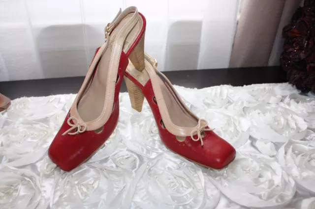 ROSINA  Womens RED & BEIGE Heels Shoes  Size 7