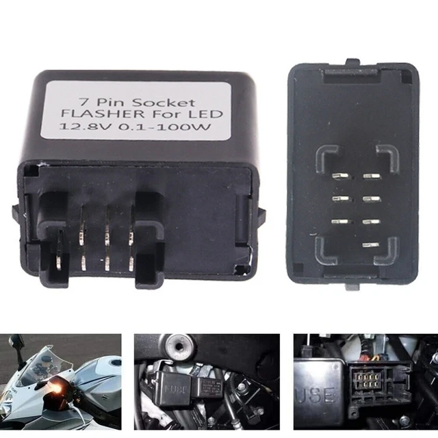 Universale Motocicletta Direzione Indicatore LED Relè Regolabile 12V Nero per Frecce Intermittenti 1W