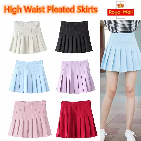 Women's High Waist Pleated Casual Tennis Style Skater Mini Skirt