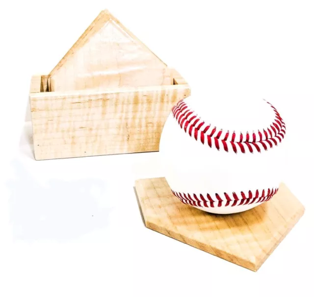 Baseball Home Plate 5pc Coaster Set Hand Crafted