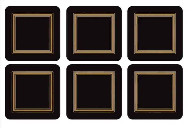 Pimpernel Classic Collection Black Cork-Backed Board Coasters, 4 in - Set of 6