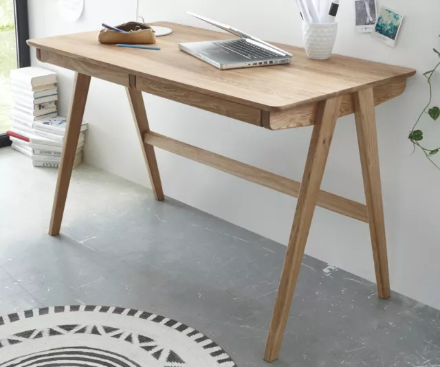 Schreibtisch Ast Eiche massiv Laptoptisch Massivholz geölt mit Schubkästen Delia