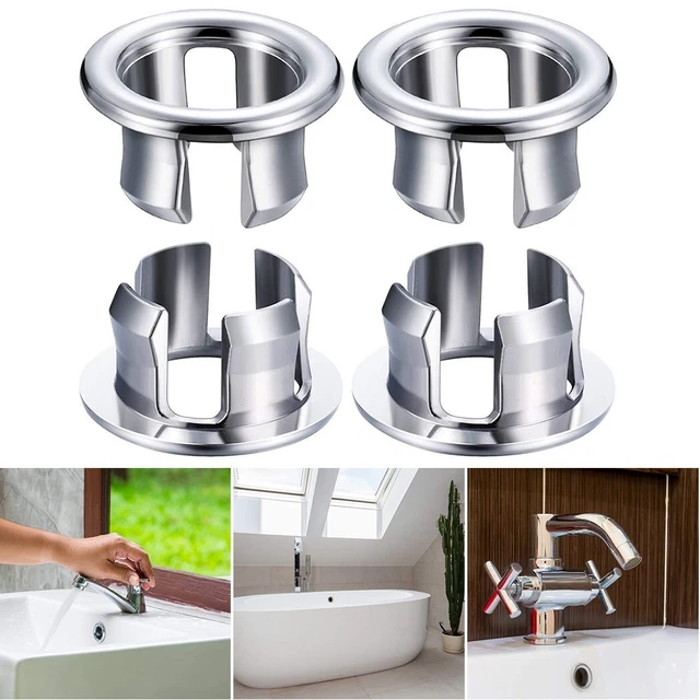 4 Salle de Bain Lavabo Débordement Trou Housse Casquette Rond Chrome Bague Outil