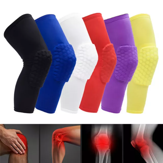 Honeycomb Pad Crashproof Antislip Basketball Leg Knee Long Sleeve Protector*YH