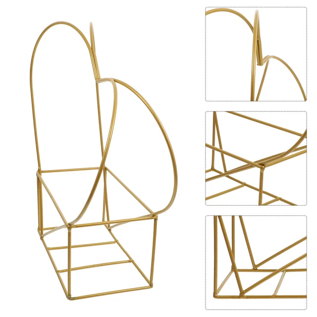 Desktop Flowerpot Wrought Iron Heart Flower Basket Rustic Table Decor Bracket
