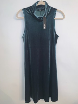 New Apt. 9 Womens Medium Pine Color Velour Sleeveless Cowl Neck Shift Dress