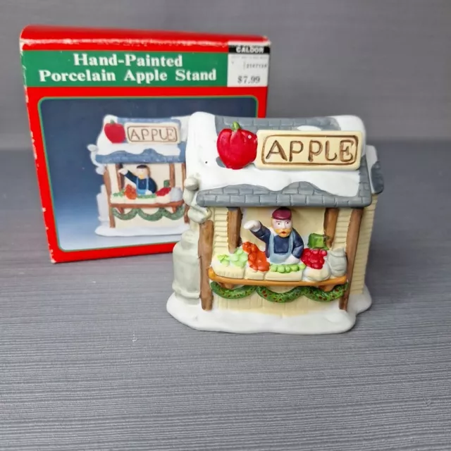 Vintage Lemax Christmas Village Porcelain Apple Stand Caldor Exclusive In Box