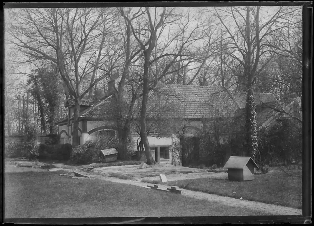Plaque verre photo ancienne négatif noir et blanc 6x9 cm château glass plate