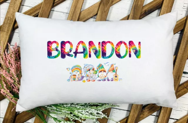 Pillow case - Personalized Individual Name - Optional Tie Dye Hippie Gnomes