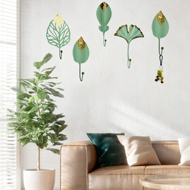 Metal Green Leaf Wall Hook Coat Hat Key Hook Wall Hanging Towel Hooks Home Decor