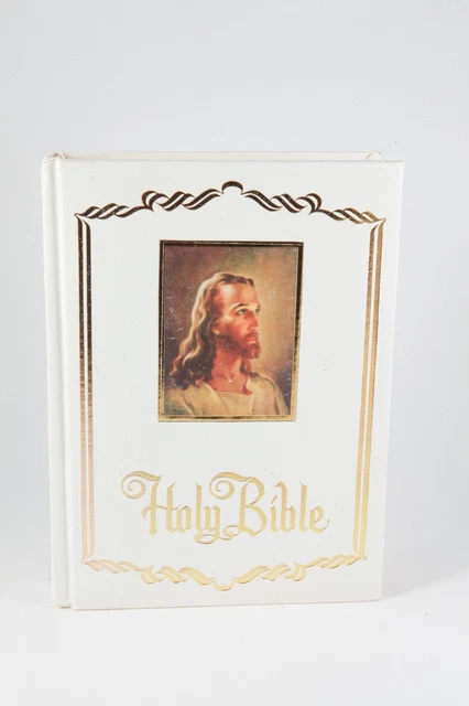 Vintage KJV Holy Bible Red Letter Edition '78 HC Publishing Jesus Portrait White