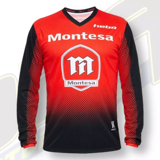 HEBO Montesa Classic Trials Bike Jersey Shirt Top - BLACK / RED - Genuine