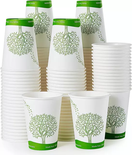 Ecolipak 240 Pack 12 Oz Compostable Paper Cups, Biodegradable Disposable Paper C