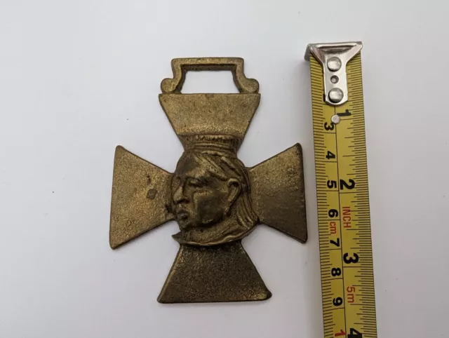 Vintage Horse Brass Decoration Bridle Medallion Queen Victoria Cross