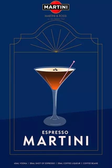 Poster Manifesto Locandina Pubblicità Stampa Vintage Aperitivo Martini 50x70 Cm.