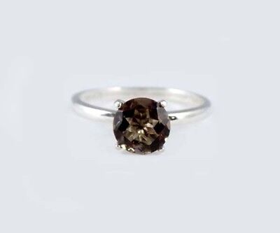 Antique 19thC 1ct Smoky Quartz Round Cairngorm Scotland Gemstone Sterling Ring
