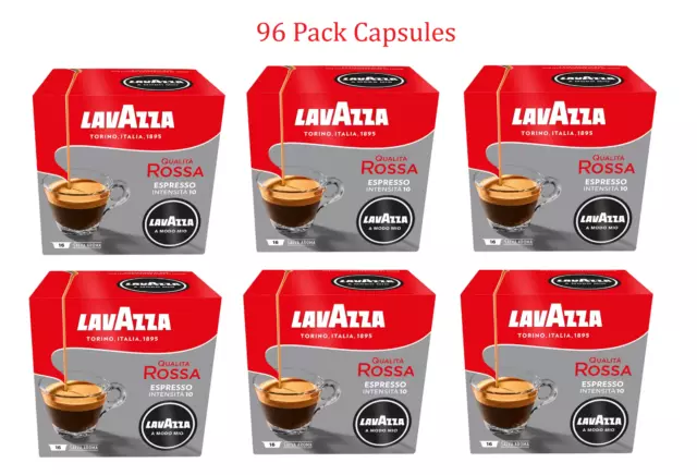 96 x Capsules Lavazza A Modo Mio Qualita Rossa Coffee Capsules 6 x 16 Pack New