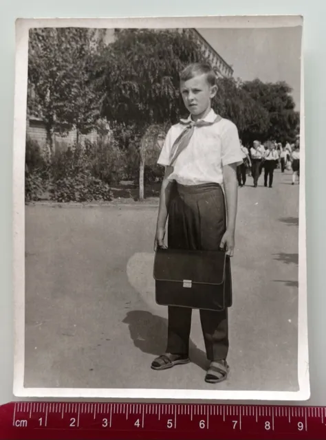 1960s Schoolboy Uniform Pioneer Scout Pupil USSR Young Boy School Vintage Photo