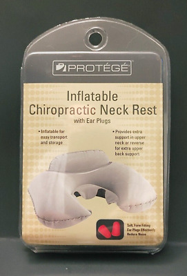 Protege Inflatable Chiropractic Neck Rest Pillow With Ear Plugs New In Package