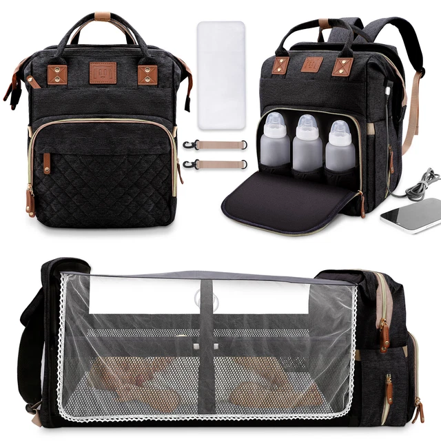 Baby Diaper Bag Backpack Changing Station for Boy Girl Waterproof with USB Port