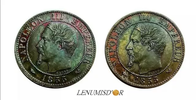 NAPOLÉON III Un Centime ESSAI Double avers 1855 Rouen