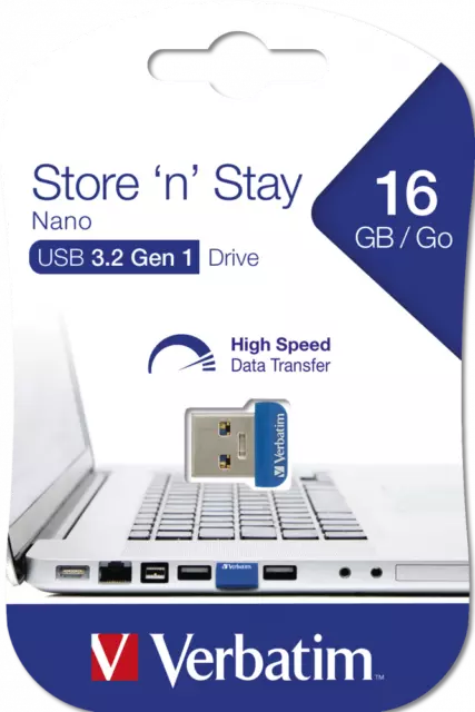 Verbatim NANO USB Stick Store 'n' Stay USB 3.0 16GB 32GB 64GB Speicherstick