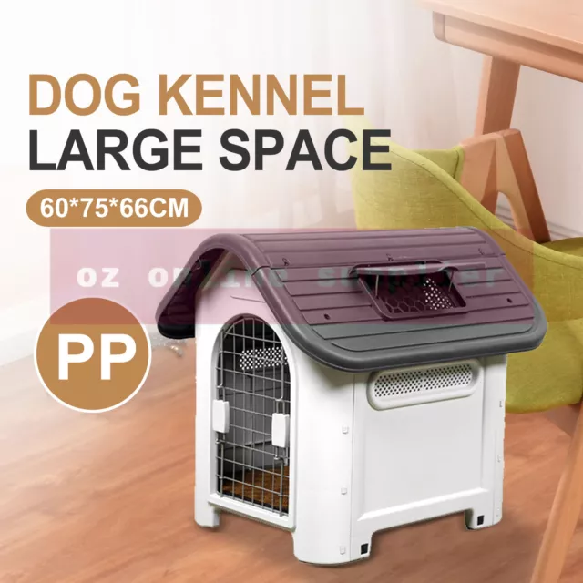 Pet Dog Kennel Weatherproof Plastic Outdoor Indoor Garden House MEDIUM PK