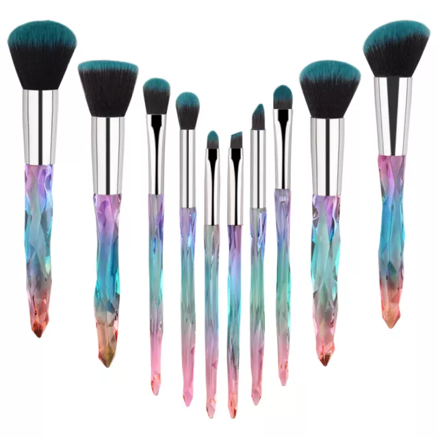 Crystal Makeup Brushes Big Powder Eye Shadow Blending Pencil Brush Tools 10pcs
