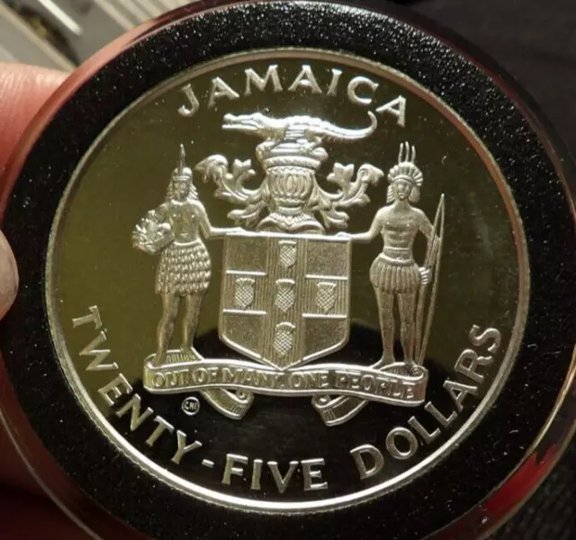 1991 JAMAICA Discovery NEW WORLD Landfall Columbus PROOF Silver $25 Coin!