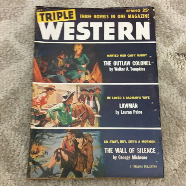 Vintage Triple Western Magazine Three Novels in One Magazine Spring 1955