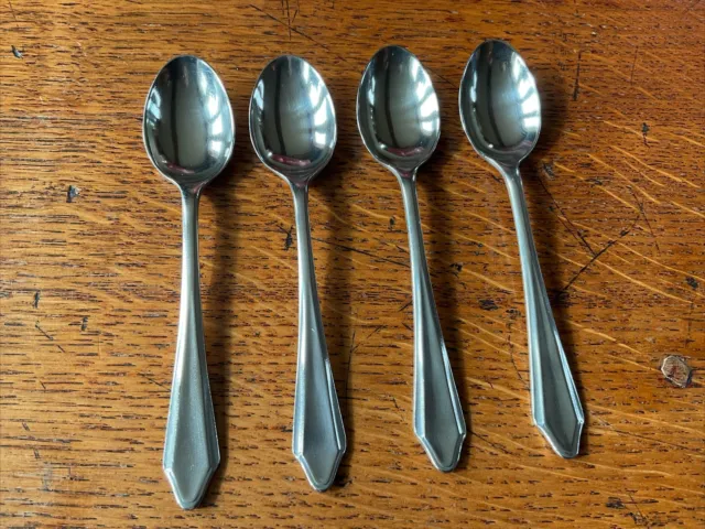 4 Vintage James Walker Pembury Patterned Silver Plated Coffee Spoons 11.5cm Long