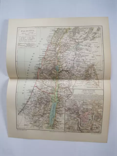 PALÄSTINA- Alte Landkarte ". Mit Jerusalem, Judäa, Gaza,Libanon ORIGINAL um 1900