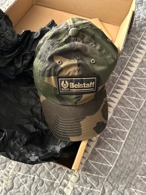 BELSTAFF Mens Green Camo Weekender Logo Cap Hat BNWT Authentic Military