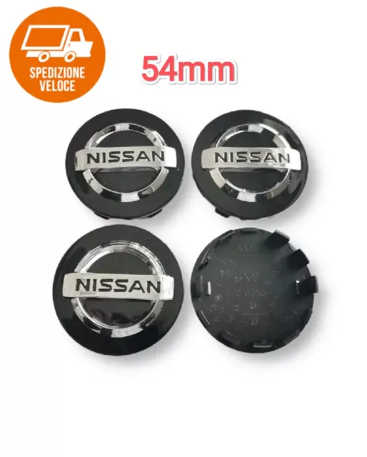 Per Nissan 4x 54mm mozzo tappi  accessori centro tappi coprimozzo Colore NERO